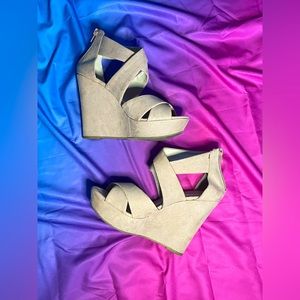 Chinese Laundry beige wedge heels. Size 6.5